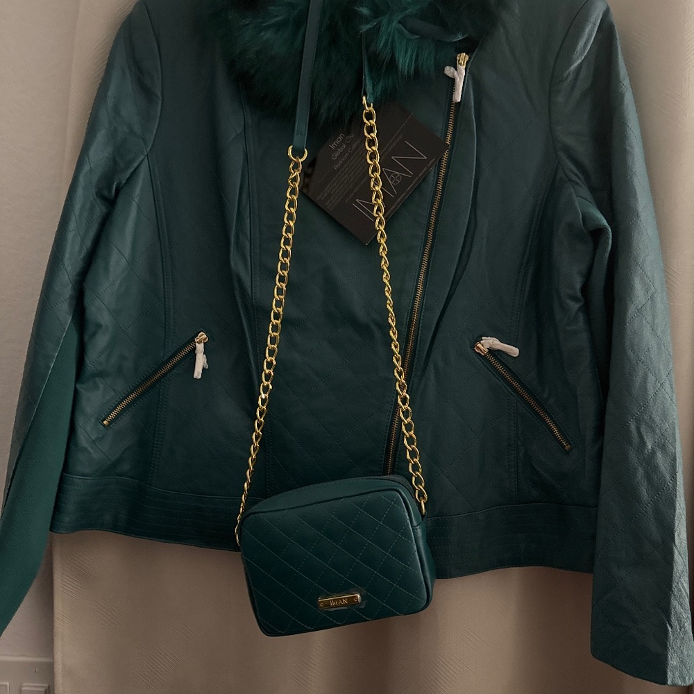 IMAN platinum collection leather jacket NWT 1x